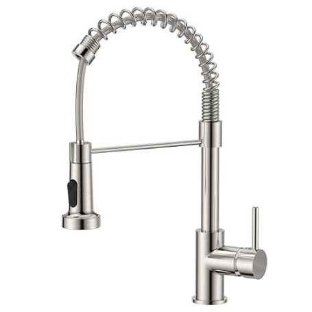 FORIOUS Robinet Cuisine, Mitigeur Cuisine Avec Douchette Pivotant à 360° d'Évier à Arc Élevé Pulvérisateur Escamotable 2 Modes,