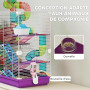 PawHut Cage pour Hamster Rongeur 4 étages avec Tunnels mangeoire Roue Maison échelles dim. 46L x 30l x 58H cm Violet