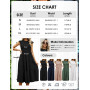 CMTOP Robe Ete Femme Robe Longue Chic et Elegant Manches à Volants Col Rond Robes au Genou Taille Élastique Décontractée Robe de