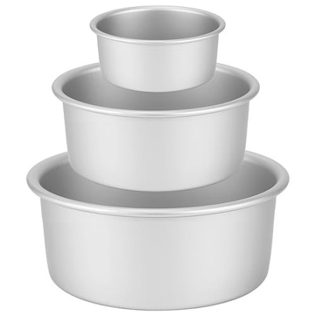 Auddemg Ensemble de 3 moules à gâteau ronds (Ø 10/15/20 cm), moule layer cake professionnel en aluminium anodisé avec fond amovi