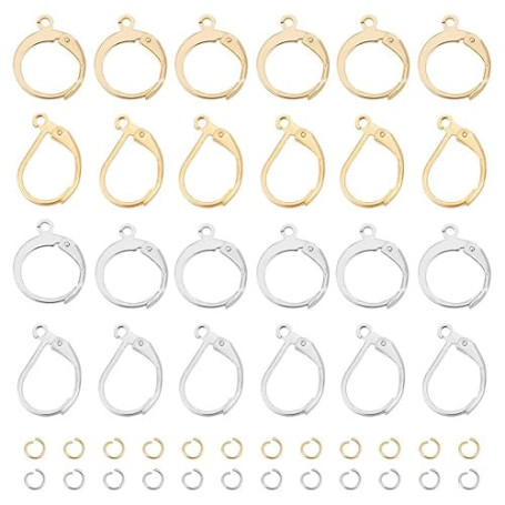 UNICRAFTALE 80 Ensembles 2 Styles Apprêts de Boucles D'Oreilles à Levier Acier Inoxydable avec Boucles et Anneaux de Saut Croche