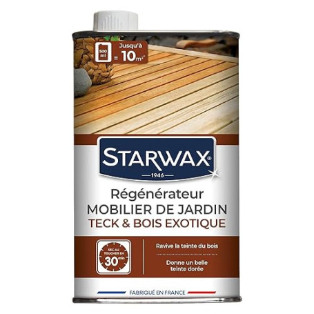 STARWAX - Régénérateur pour Teck et Bois Exotiques - Ravive la Teinte Dorée - Embellit et Protège - Séchage Rapide - Non Glissan
