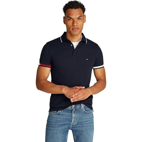 Tommy Hilfiger Polo Manches Courtes Homme Flag Cuff Slim Fit