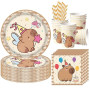 68 Pièce Assortiments Capybara Vaisselle de Fete, Vaisselle Anniversaire Capybara, Decoration Anniversaire Enfant Assiette Tasse