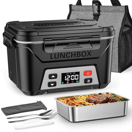 Docusvect Gamelle chauffante batterie, Lunch box chauffante rechargeable avec Chauffage Programmable, Chauffe plat électrique 1,