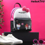 Hello Kitty & Friends Sanrio Sac à Dos Fille Ado Femme Simili Cuir Mini Sac Kawaii Épaule My Melody Kuromi Idée Cadeau (Rose/Noi