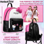 Hello Kitty & Friends Sanrio Sac à Dos Fille Ado Femme Simili Cuir Mini Sac Kawaii Épaule My Melody Kuromi Idée Cadeau (Rose/Noi