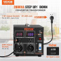 VEVOR Transformateur 220 V⇄110 V Convertisseur de Tension Élévateur Abaisseur 2000 W Transformateur de Puissance avec 2 Prises U
