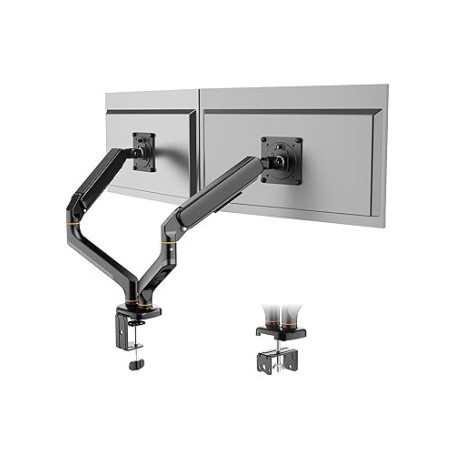 Ibergrif Bras Double Écran PC - Support 2 Moniteurs de 13 à 27 Pouces, Bras à Gaz Réglable en Hauteur, Inclinaison, Rotation de