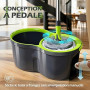 Masthome Serpillière Seau Essoreur,Balai Serpillère Rotative 360° en Microfibre Balais Nettoyer Sol Réglable avec Essoreur Rotat