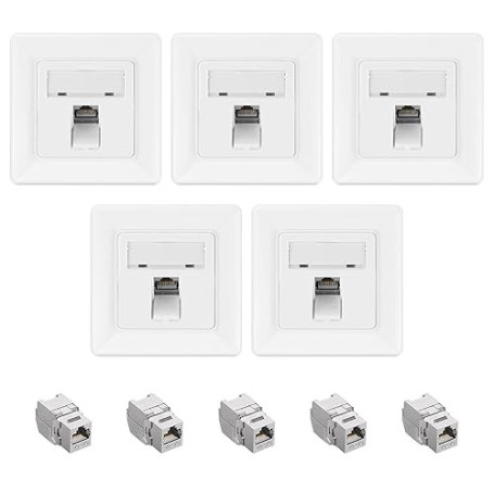 kwmobile 5x Module Keystone Cat 6A - Lot 5x Connecteur Module de Brassage Prise Murale - Branchement Câble RJ45 avec Raccord Bli