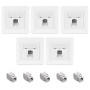 kwmobile 5x Module Keystone Cat 6A - Lot 5x Connecteur Module de Brassage Prise Murale - Branchement Câble RJ45 avec Raccord Bli