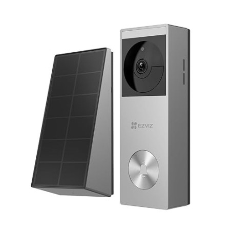 EZVIZ Sonnette sans Fil avec Caméra 2K, Sonnette Extérieur avec Panneau Solaire et Batterie, Vision Nocturne Couleur, Détection