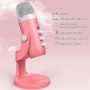 zealsound Micro USB, k66 Pink Microphone à condensateur Cardioïde pour PC Smartphone Ordinateur, avec Bouton muet/Gain, pour Enr