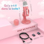 zealsound Micro USB, k66 Pink Microphone à condensateur Cardioïde pour PC Smartphone Ordinateur, avec Bouton muet/Gain, pour Enr