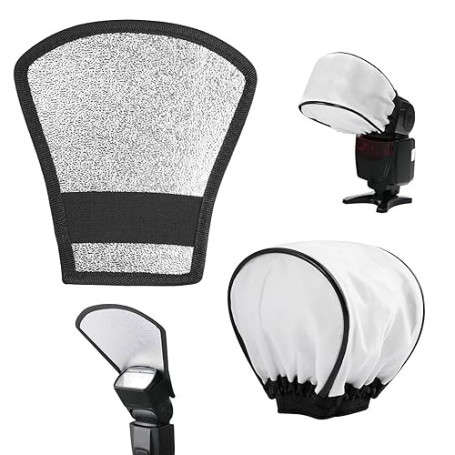 2 en 1 Diffuseur de Flash, Diffuseur en Tissu Universal, Réflecteur de Flash avec Bande élastique, Softbox De Caméra Portable Di