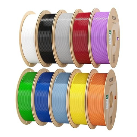 eSUN PLA Filament 1.75mm, 10KG Précision Dimensionnelle +/- 0.05mm, 1KG par Bobine, 10 Bobines pour 3D Imprimante,Noir+Blanc Fro