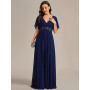 Ever-Pretty Robe de T Moin de Mariage Longue Appliqu Col V Manches Courtes Chic EE01960