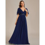 Ever-Pretty Robe de T Moin de Mariage Longue Appliqu Col V Manches Courtes Chic EE01960