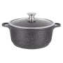 Kamberg - Marmite Faitout 28 cm - Fonte d'Aluminium - Revêtement Type Pierre - Couvercle en Verre - Tous Feux dont Induction - S