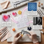 URYVAIW Moule Silicone Resine Epoxy, Boucle d'oreille Moule en Résine, Moules à Fleur Cœur et Cercle, pour Création de Bijoux, P