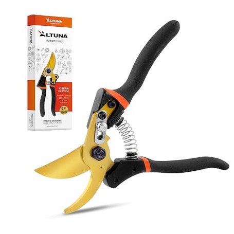 Altuna TR15 - Sécateur de Jardin Professionnel 210 mm - Coupe Bypass Précise - Lame SK5 avec Titane - Poignée Métallique Antidér