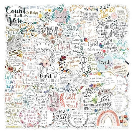 cobee Bible Stickers 100 Pcs Jésus Christian Autocollants Verset Bible Autocollant Vinyle Imperméable Autocollants Inspirants po
