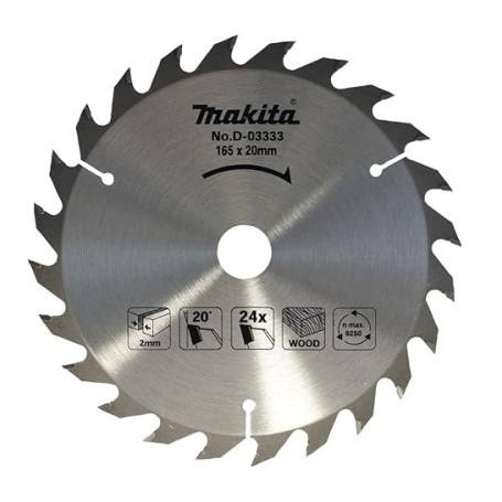 LAME CARBURE MAKITA Ø 165 MM STANDARD BOIS POUR SCIES CIRCULAIRES (24 DENTS) -D-03333