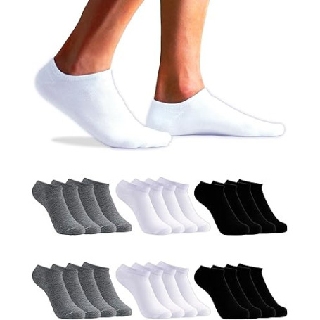 12 Paires Chaussettes Basses Homme et Femme - Socquettes Homme et Femme - Socquettes Courtes Coton Respirant