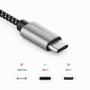 deleyCON 1,5m Nylon USB-C Câble Charge Liaison Données USB Type C Connecteur Métallique Recharge & Synchronisation Mobile & Smar