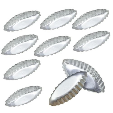 Homeily Lot de 10 mini moules à tarte en forme d'œuf - En alliage d'aluminium - Pour gâteaux, quiches, mousses, desserts, bateau