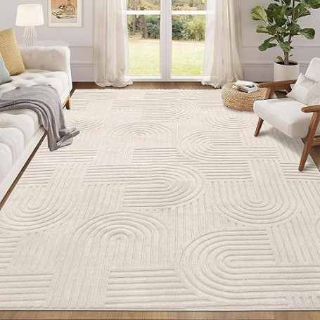 Enyhom Tapis Salon Moelleux 120 x 160 cm, Shaggy Tapis Chambre Poil Courts avec Effet Haut-Bas Effet 3D, Haute Densité de Poils,