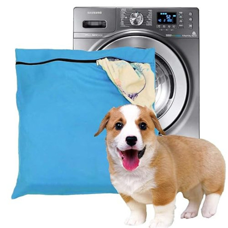 Sac à linge pour animaux de compagnie, bleu, filtre les poils d'animaux, sac de lavage pour vêtements d'animaux pour machine à l