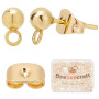 Beebeecraft 100PCS 24K Plaqué Or Boucles d'oreilles Goujons Boucles d'oreilles Boule avec Boucle DIY Bijoux (15x7mm)