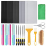 Swpeet Assortiment de 26 pièces de papier abrasif, lime en résine, blocs de polissage, ciseaux, brosse de nettoyage en bois pour