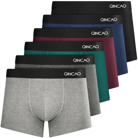 QINCAO Boxers Homme Lot de 6 Coton Pas d'étiquette Qui Gratte sous-vêtement Fitted Trunk Caleçons Ultra Doux Confortale