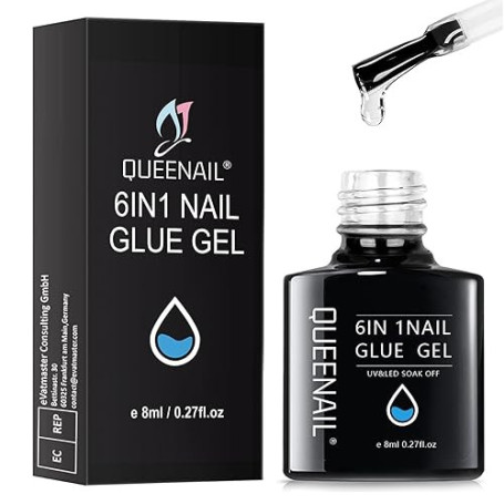 8ml Colle Faux Ongle 6 en 1,Colle à Ongles,Extra Forte RapideColle Faux L'ongle avec Pinceau,Longue Duré ColleCapsule Onglerie,P