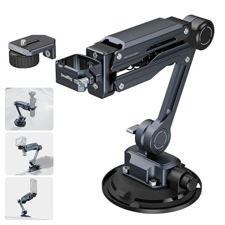 SMALLRIG Mini Bras Amortisseur, Ventouse 4 Pouces, Double Ressort et Amortissement Hydraulique, Support Voiture pour DJI Osmo Po