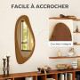 HOMCOM Miroir Mural asymétrique 91,5 x 45 cm, Miroir Suspendu Moderne, Cadre en Bois, pour Chambre, Salon, Dressing, entrée, Eff