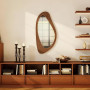 HOMCOM Miroir Mural asymétrique 91,5 x 45 cm, Miroir Suspendu Moderne, Cadre en Bois, pour Chambre, Salon, Dressing, entrée, Eff