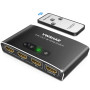 Multiprise HDMI Aluminium 3 Entrées vers 1 Sortie avec Télécommande - Splitter 4K 3D 1080P HDR Compatible PS5 PS4 Xbox Blu Ray L
