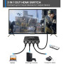 Multiprise HDMI Aluminium 3 Entrées vers 1 Sortie avec Télécommande - Splitter 4K 3D 1080P HDR Compatible PS5 PS4 Xbox Blu Ray L
