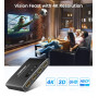 Multiprise HDMI Aluminium 3 Entrées vers 1 Sortie avec Télécommande - Splitter 4K 3D 1080P HDR Compatible PS5 PS4 Xbox Blu Ray L