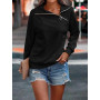 Cuptacc Pull Femme Col V Manche Longue Sweat Femme sans Capuche 1/4 Zippé Couleur Unie Haut Chic Et Elegant | Haut Chic Et Elega