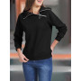 Cuptacc Pull Femme Col V Manche Longue Sweat Femme sans Capuche 1/4 Zippé Couleur Unie Haut Chic Et Elegant | Haut Chic Et Elega
