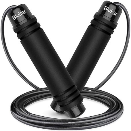 Blukar Corde à Sauter, Speed Jump Rope Réglable pour Hommes & Femmes, Roulements à Billes en Acier, Poignées Antidérapantes en M