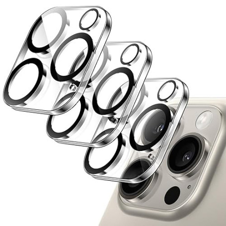 JETech Protecteur d'Objectif de Caméra pour iPhone 16 Pro 6,3 Pouces et iPhone 16 Pro Max 6,9 Pouces, Verre Trempé 9H, Anti-Rayu