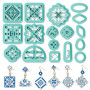 ORIGACH Lot de 17 emporte-pièces en argile polymère avec carreaux portugais Peranakan, cadre de fleurs méditerranéennes et motif