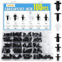 JatilEr 100 Pièces Rivet Clips Voiture Universel, Plastique Rivets Fixation de Protection Noir, 6 Taille Clips Agrafes Carrosser