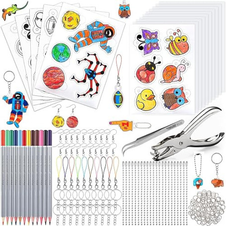 Frasheng 204 Pièces Plastique Fou, Kit de Feuille rétractable, Magique Kit Pour Enfant, Incluent A5 10 Plastique Fou Transparent